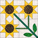 Triple Sunflower quilt block www.dlstewart.com